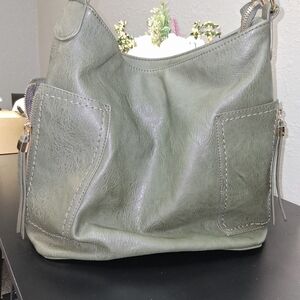 Olive Green Leather Shoulder Bag